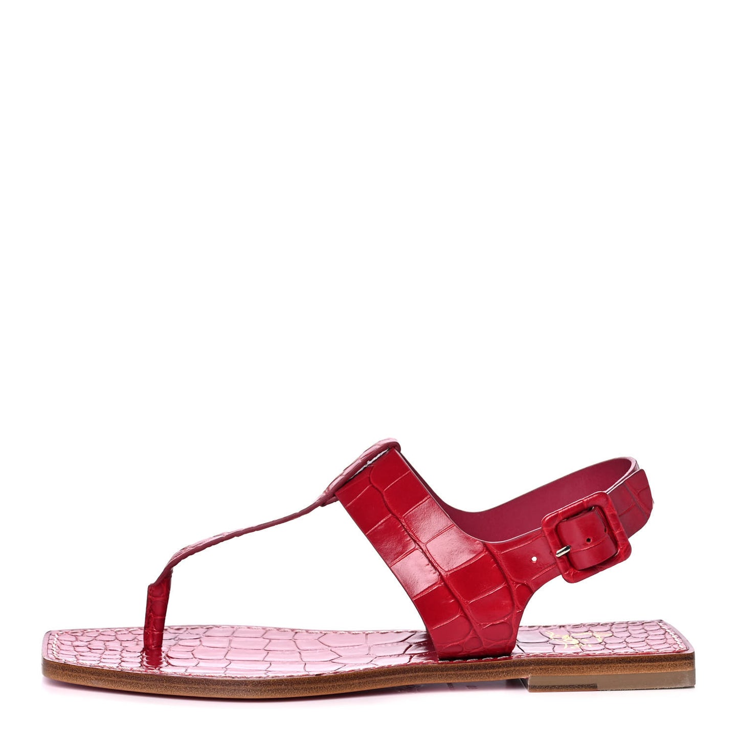 Calfskin Alligator Embossed Cubongo Flat Sandals 39.5 Persan