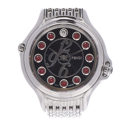 Fendi Stainless Steel Diamond Topaz 38mm Crazy Carats Rotating Gem Quartz Watch Black 3 of 9