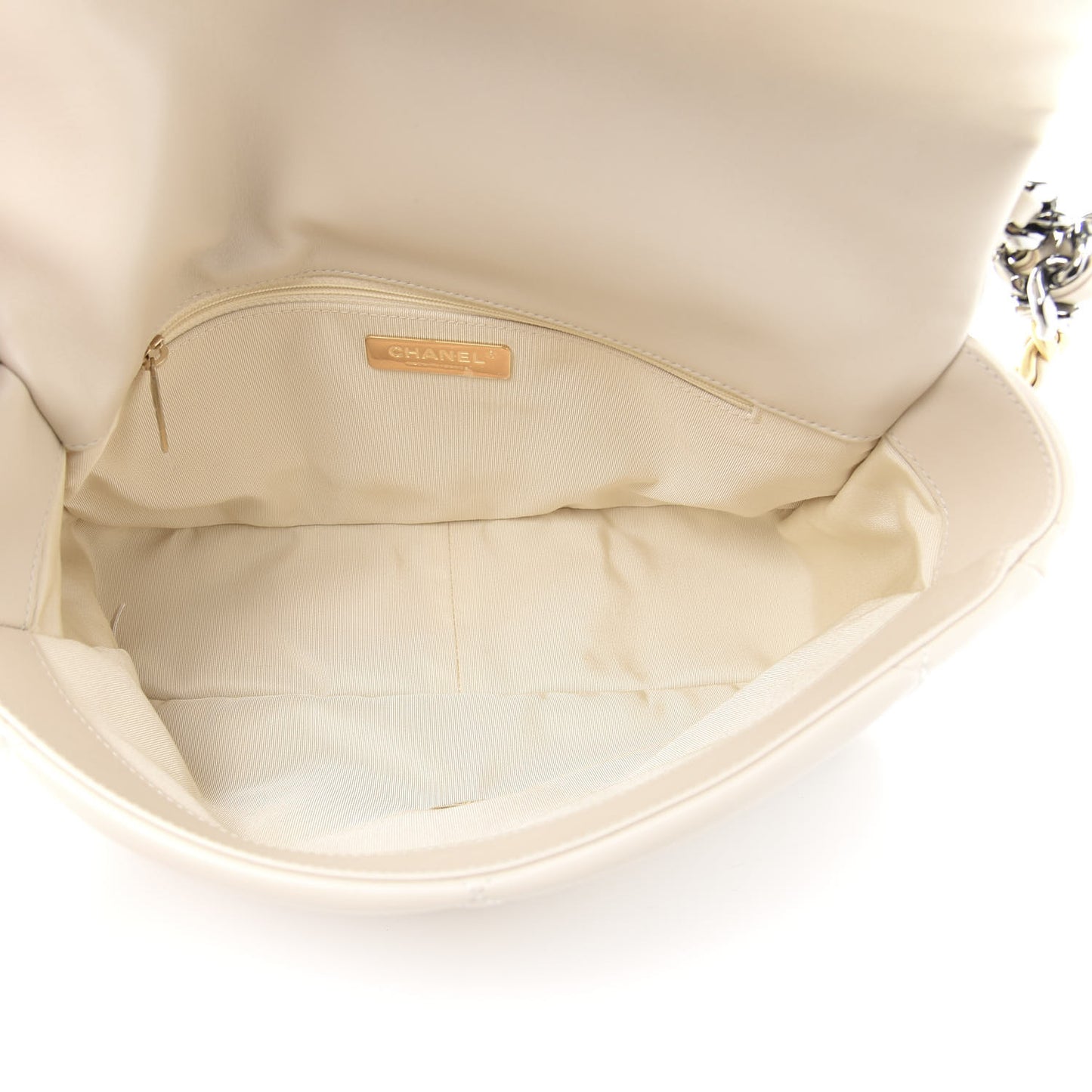 Lambskin Quilted Large 19 Flap Beige