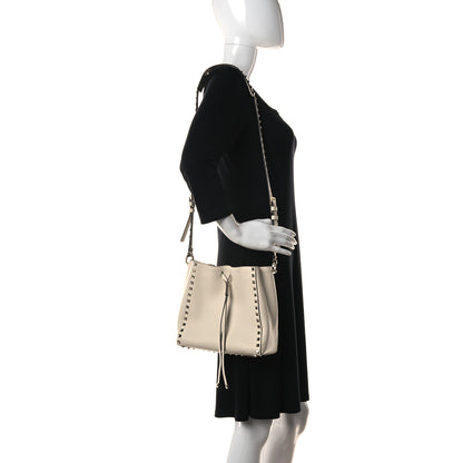 Valentino Garavani Grained Calfskin Rockstud Bucket Bag Ivory 2 of 10