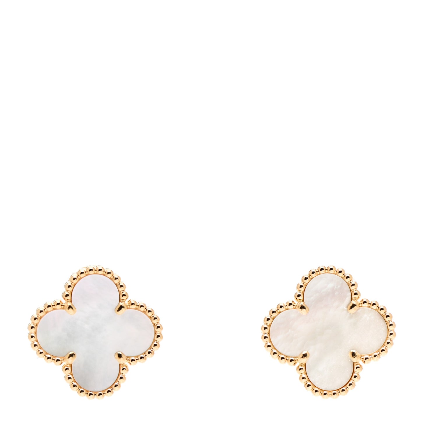 18K Yellow Gold Mother of Pearl Vintage Alhambra Earrings