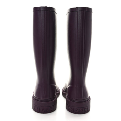 Chanel Caoutchouk CC High Boots 37 Dark Purple 5 of 8