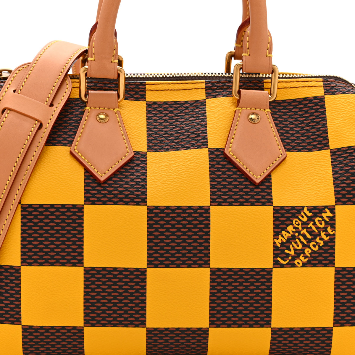 Damier Pop Speedy Bandouliere 25 Jaune Mat