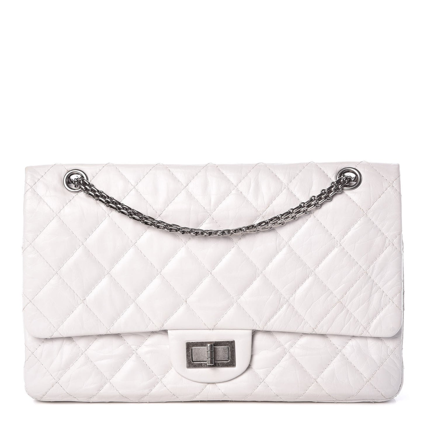 Aged Calfskin Quilted 50th Anniversary 2.55 Reissue 227 Flap White