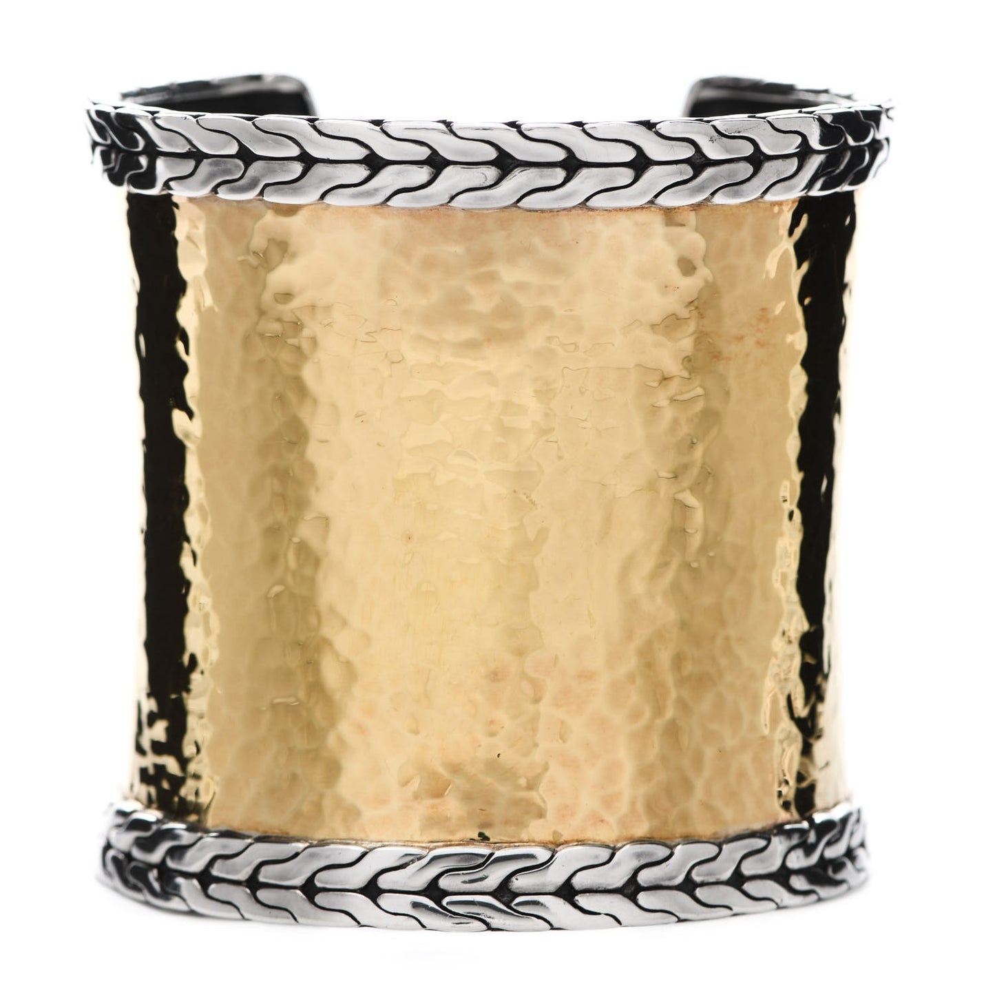 Sterling Silver 22K Yellow Gold Classic Chain Palu Wide Cuff Bracelet