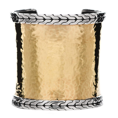 John Hardy Sterling Silver 22K Yellow Gold Classic Chain Palu Wide Cuff Bracelet 1 of 5