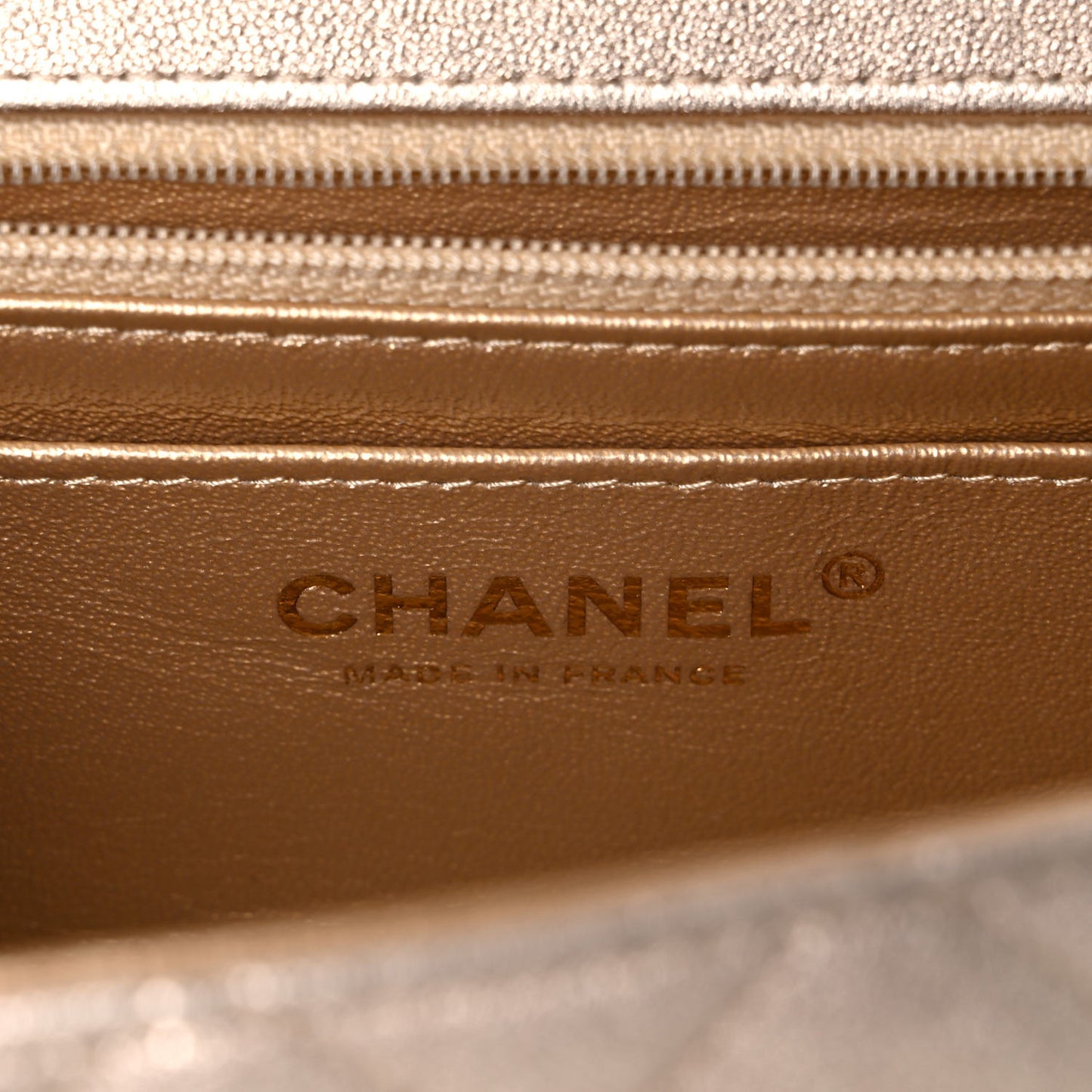 Metallic Lambskin Quilted Mini Rectangular Flap Gold