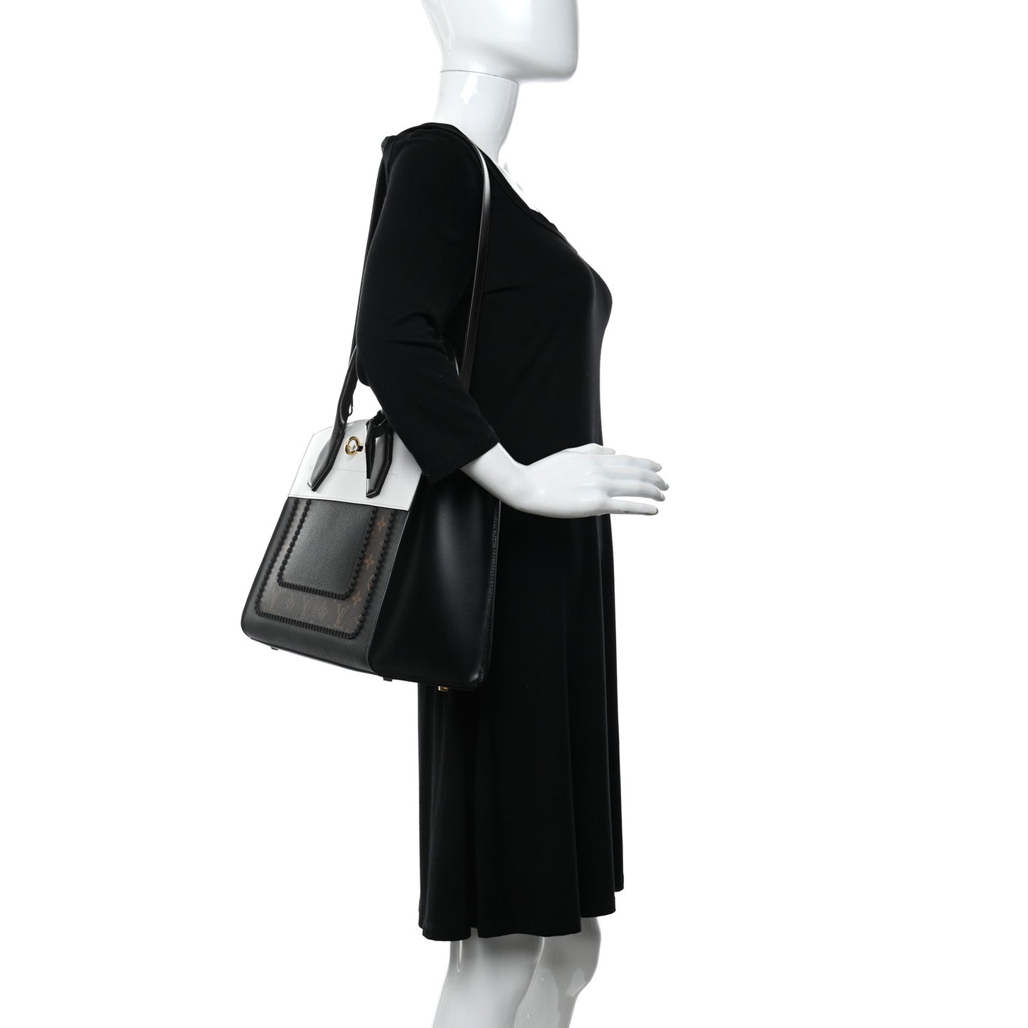 Calfskin Monogram City Steamer MM Black White