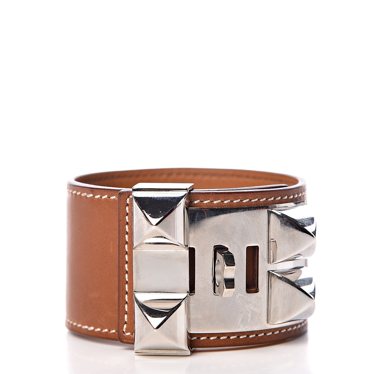 Hermes Barenia Collier De Chien CDC Bracelet L Fauve 3 of 7