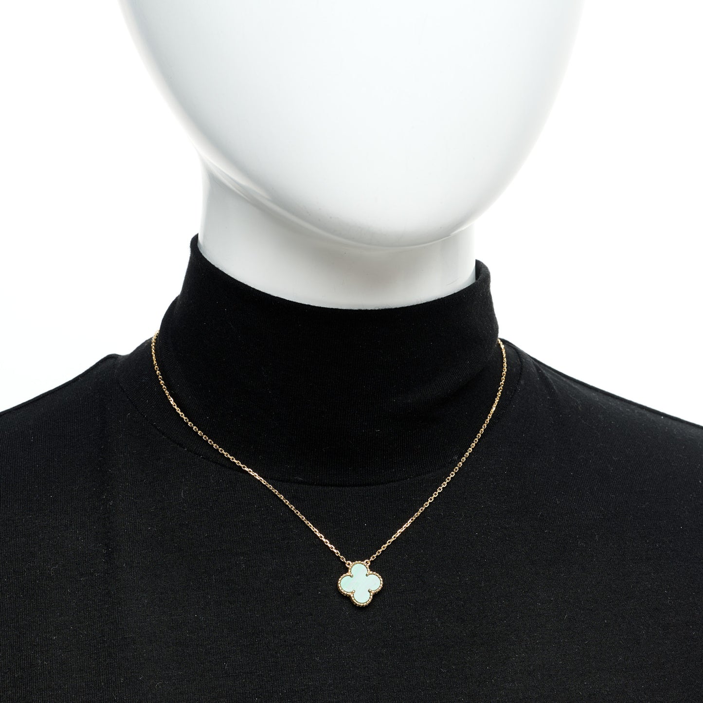18K Yellow Gold Malachite Vintage Alhambra Pendant Necklace