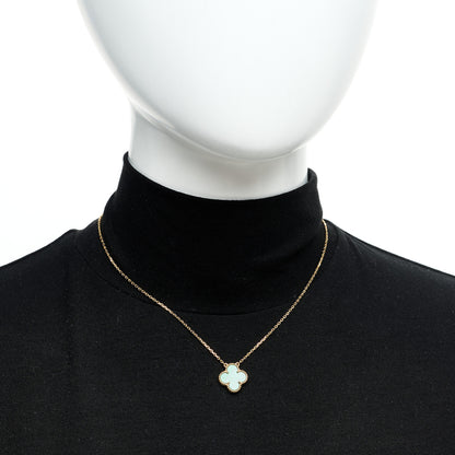 Van Cleef & Arpels 18K Yellow Gold Malachite Vintage Alhambra Pendant Necklace 2 of 6