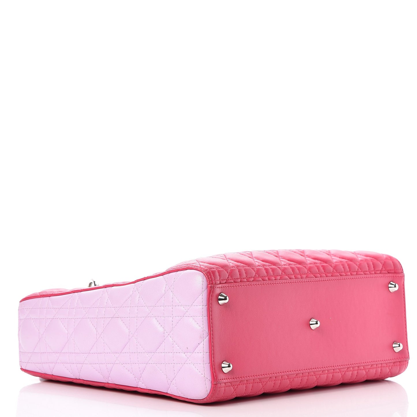 Lambskin Cannage Large Tri-Color Lady Dior Fuchsia Anemone Black