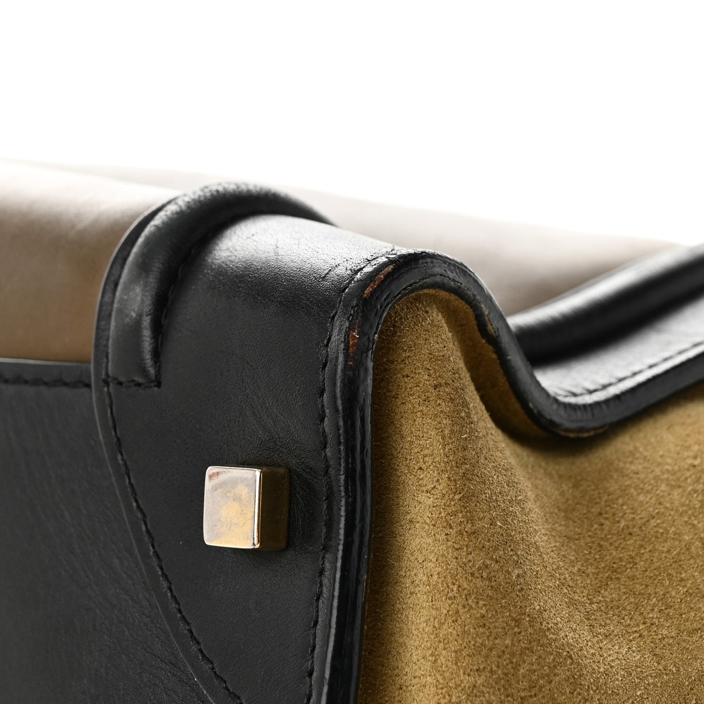 Satin Calfskin Suede Mini Tri-Color Luggage Olive