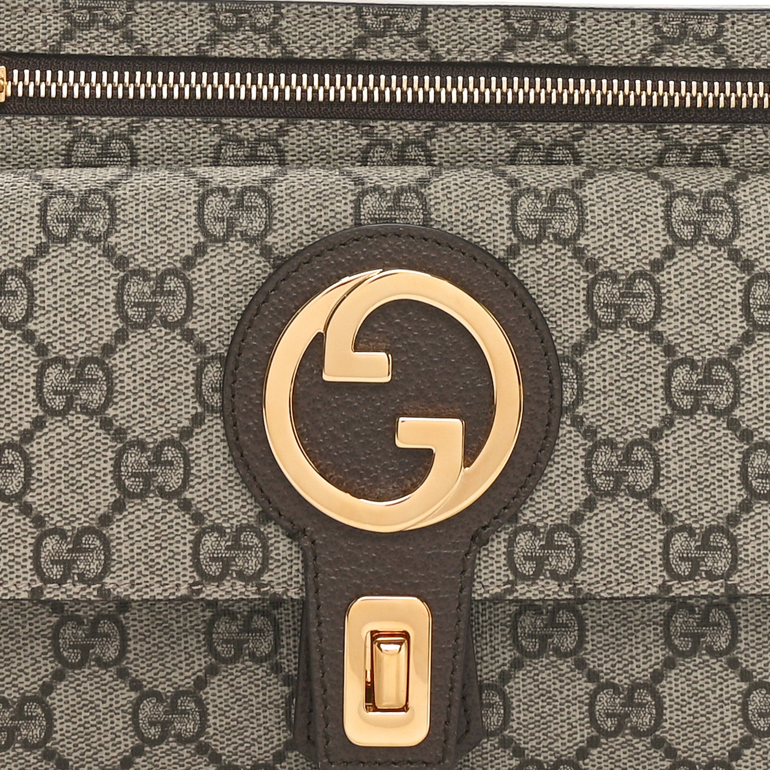 Gucci GG Supreme Monogram Textured Dollar Calfskin Blondie Belt Bag Beige Ebony New Acero 7 of 9