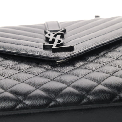 Saint Laurent Grain De Poudre Textured Mixed Matelasse Large Triquilt Monogram Monochrome Satchel Black 10 of 10