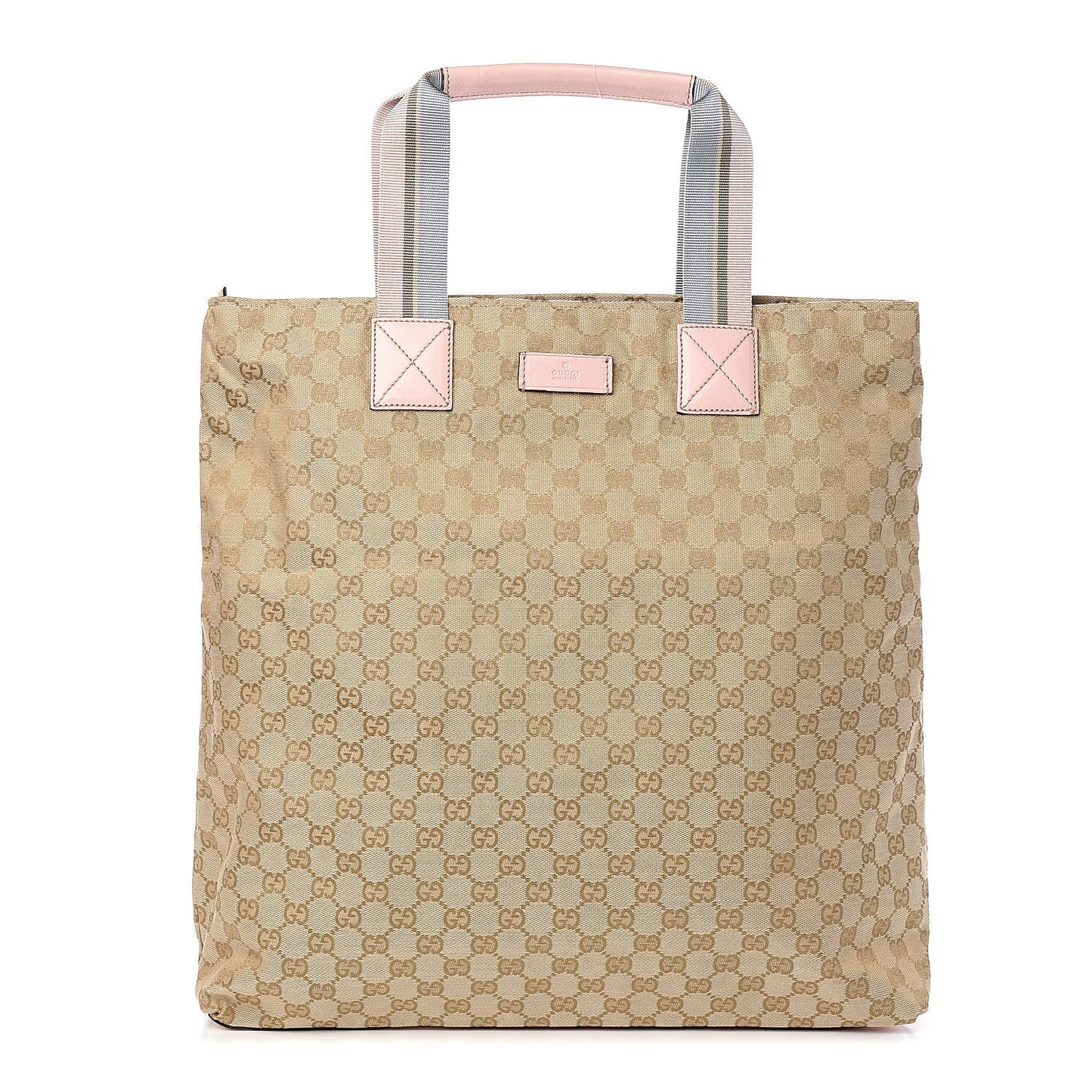 Monogram Large Web Handle Tote Pink Blue