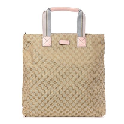 Gucci Monogram Large Web Handle Tote Pink Blue 1 of 10