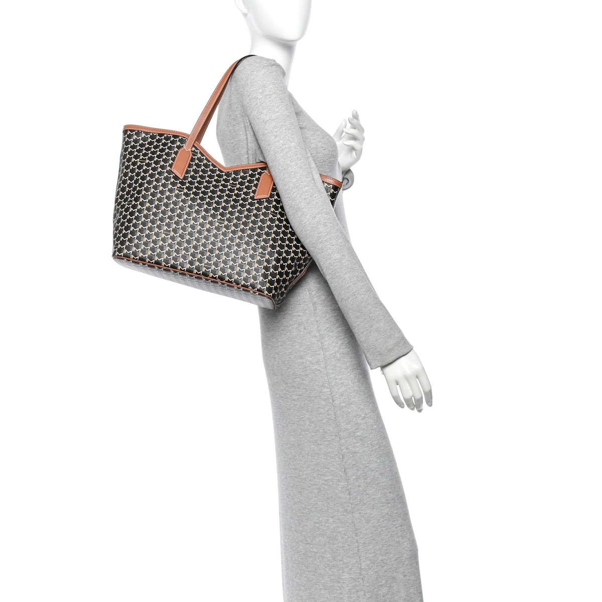 Moynat Calfskin Canvas M Tote MM Brown 2 of 12