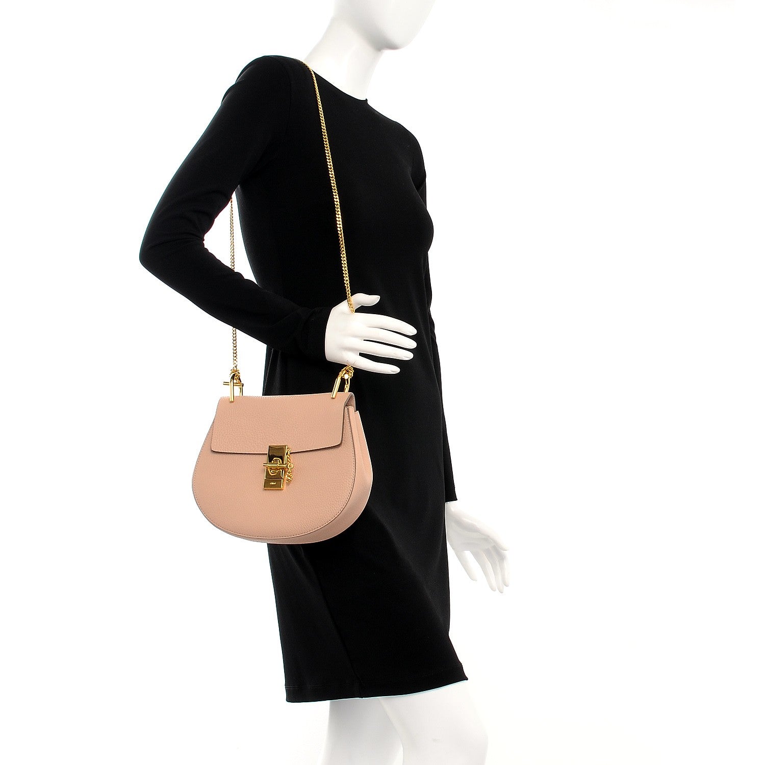 Chloe Grained Lambskin Drew Shoulder Bag Cement Pink 2 of 7