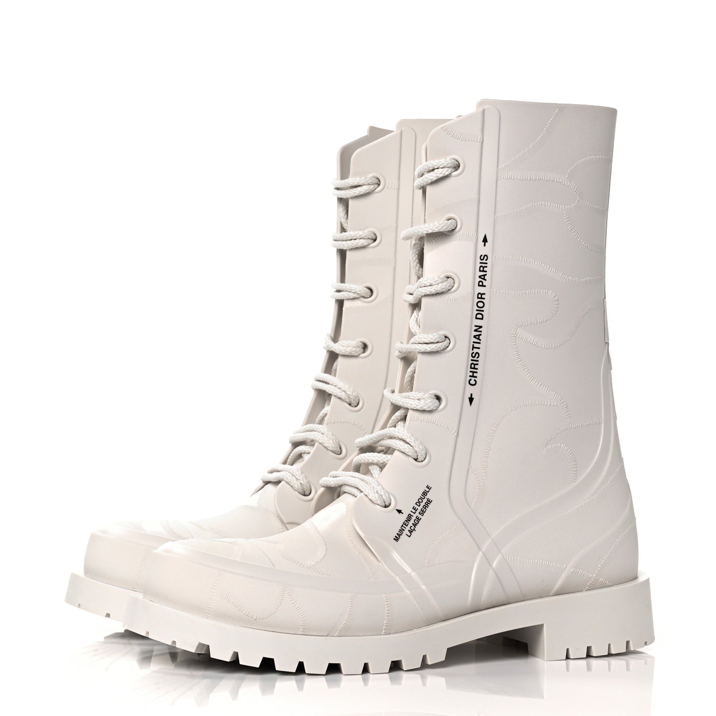 Rubber Camouflage Diorcamp 15mm Tall Boots 39 Off White