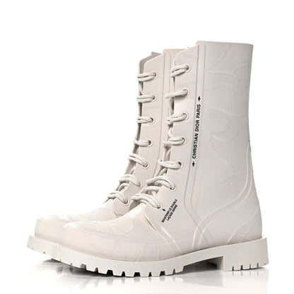Christian Dior Rubber Camouflage Diorcamp 15mm Tall Boots 39 Off White 3 of 8