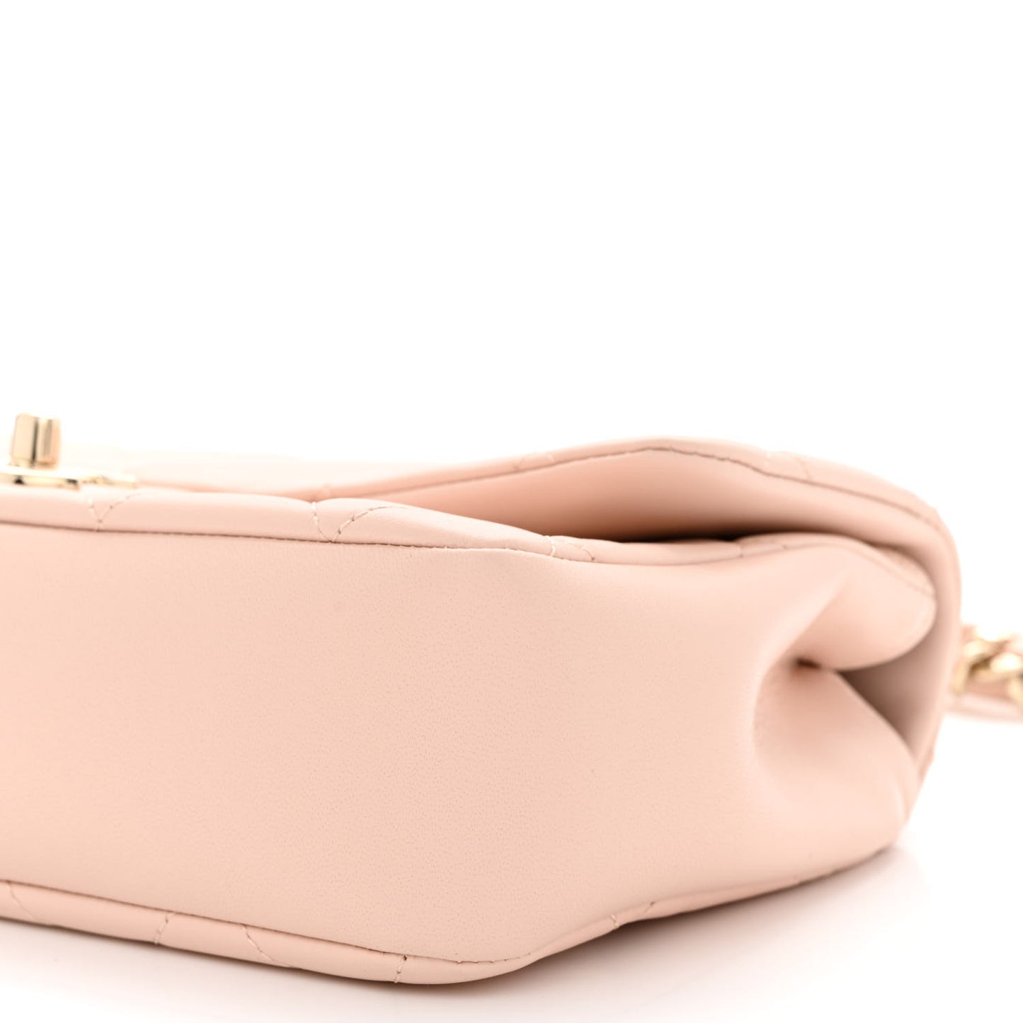 Lambskin Quilted Resin Bi-Color Chain Flap Bag Light Beige