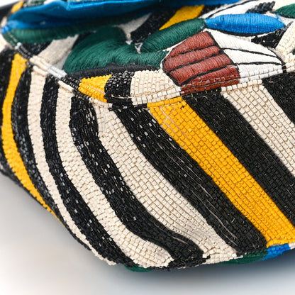 Fendi Beaded Vitello Dolce Leaf Embroidered Baguette Multicolor Black 7 of 8