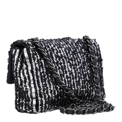 Chanel Sequin Lambskin Small Flap Black Silver 3 of 10