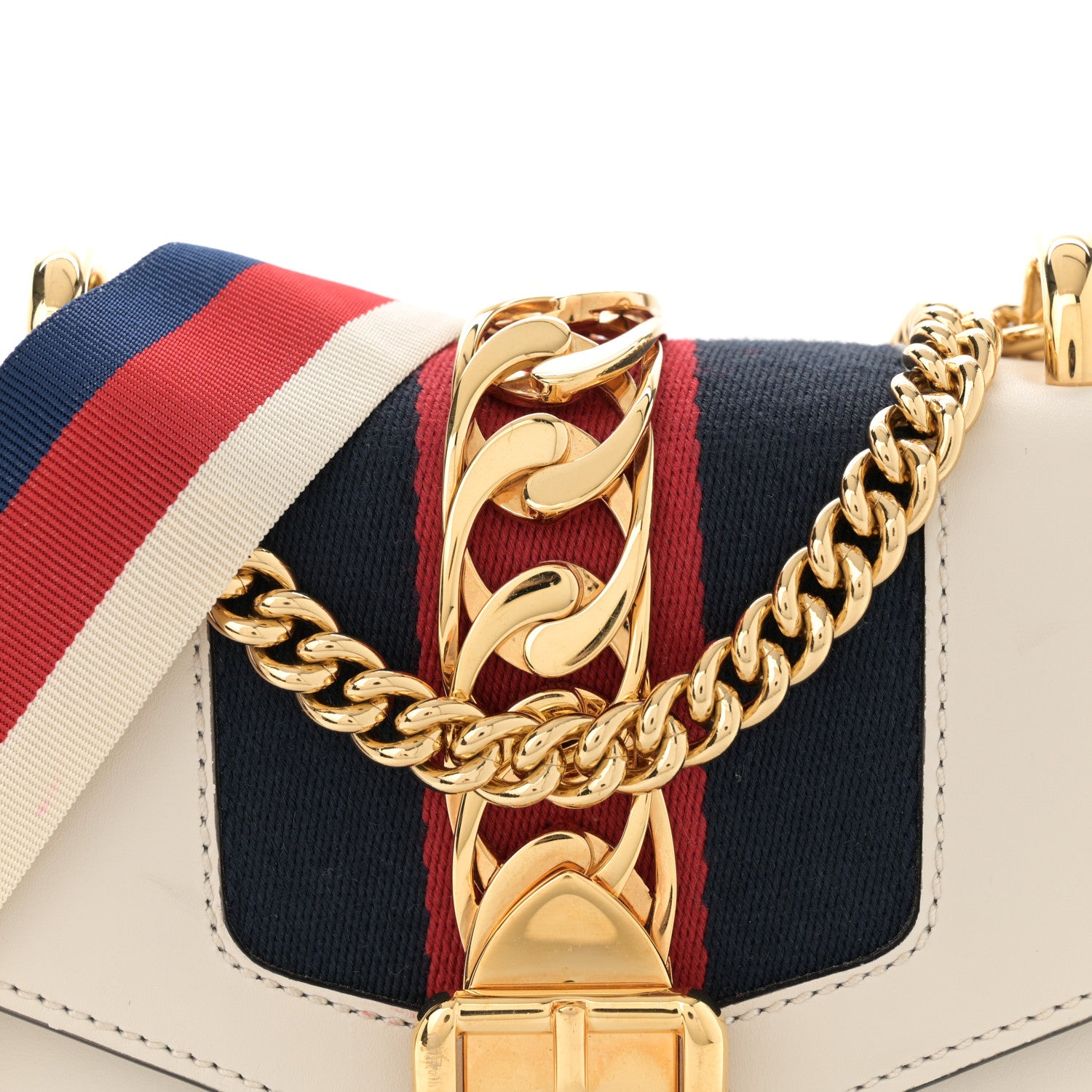 Gucci Calfskin Mini Sylvie Chain Shoulder Bag White 8 of 13
