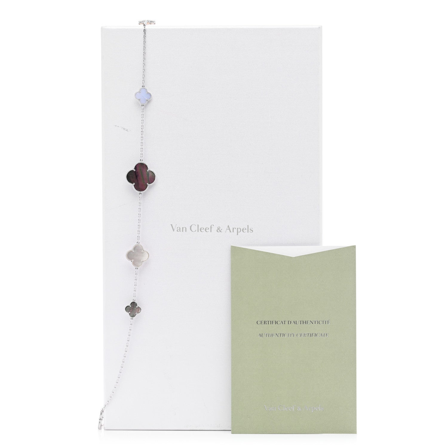 Van Cleef & Arpels 18K White Gold Onyx Mother of Pearl 16 Motifs Magic Alhambra Necklace 6 of 6