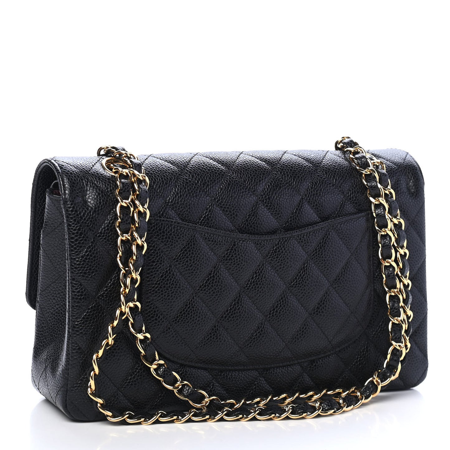 Caviar Quilted Medium Double Flap Black