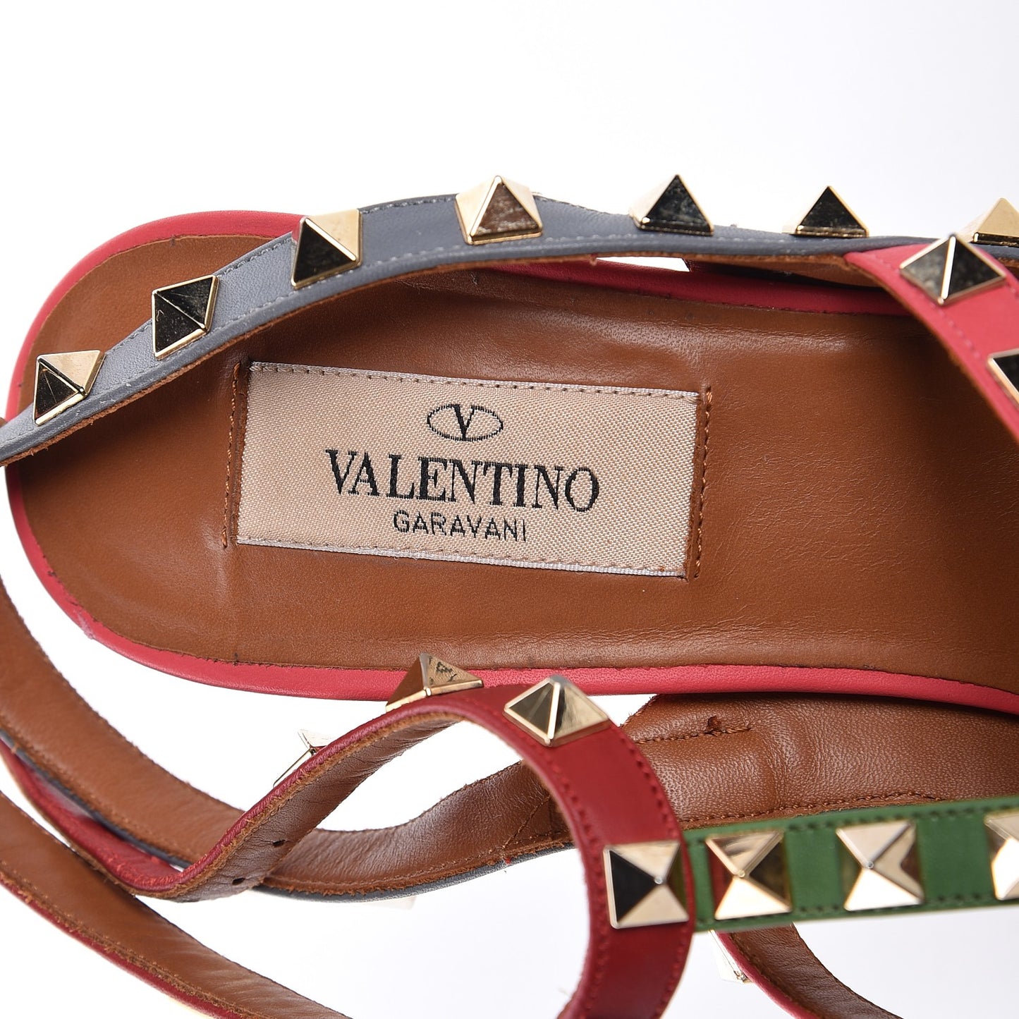 Nappa Rockstud Ankle Strap 100mm Pumps 37.5 Rosso Valentino Grey Clover Deep Rose