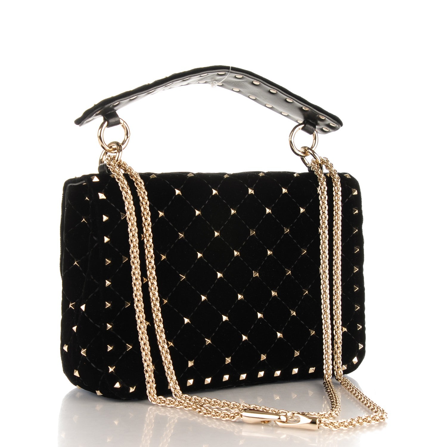 Valentino Garavani Velvet Medium Rockstud Spike Shoulder Bag Black 3 of 6
