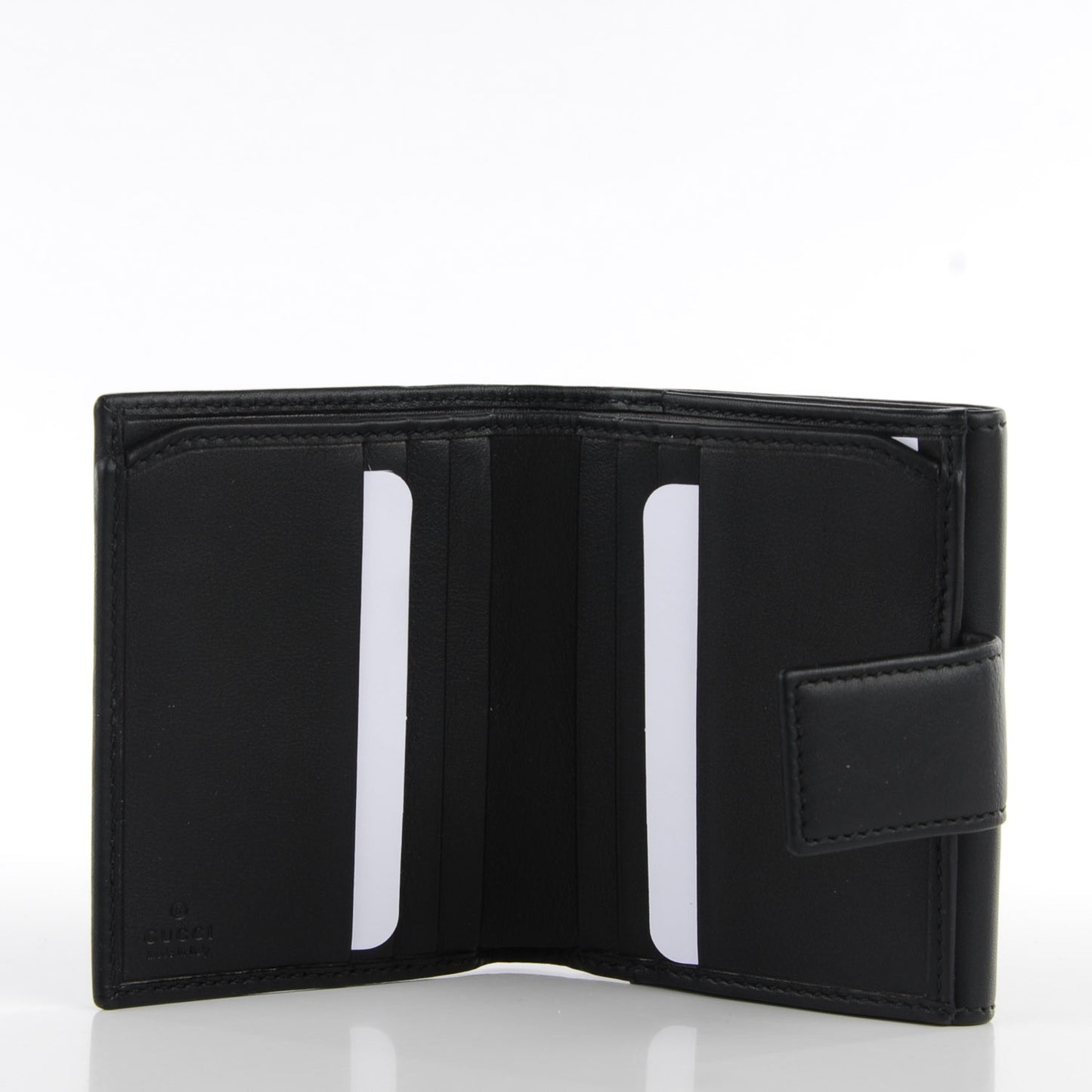 Calfskin Swarovski Crystal Mini GG Sparkling French Flap Wallet Black