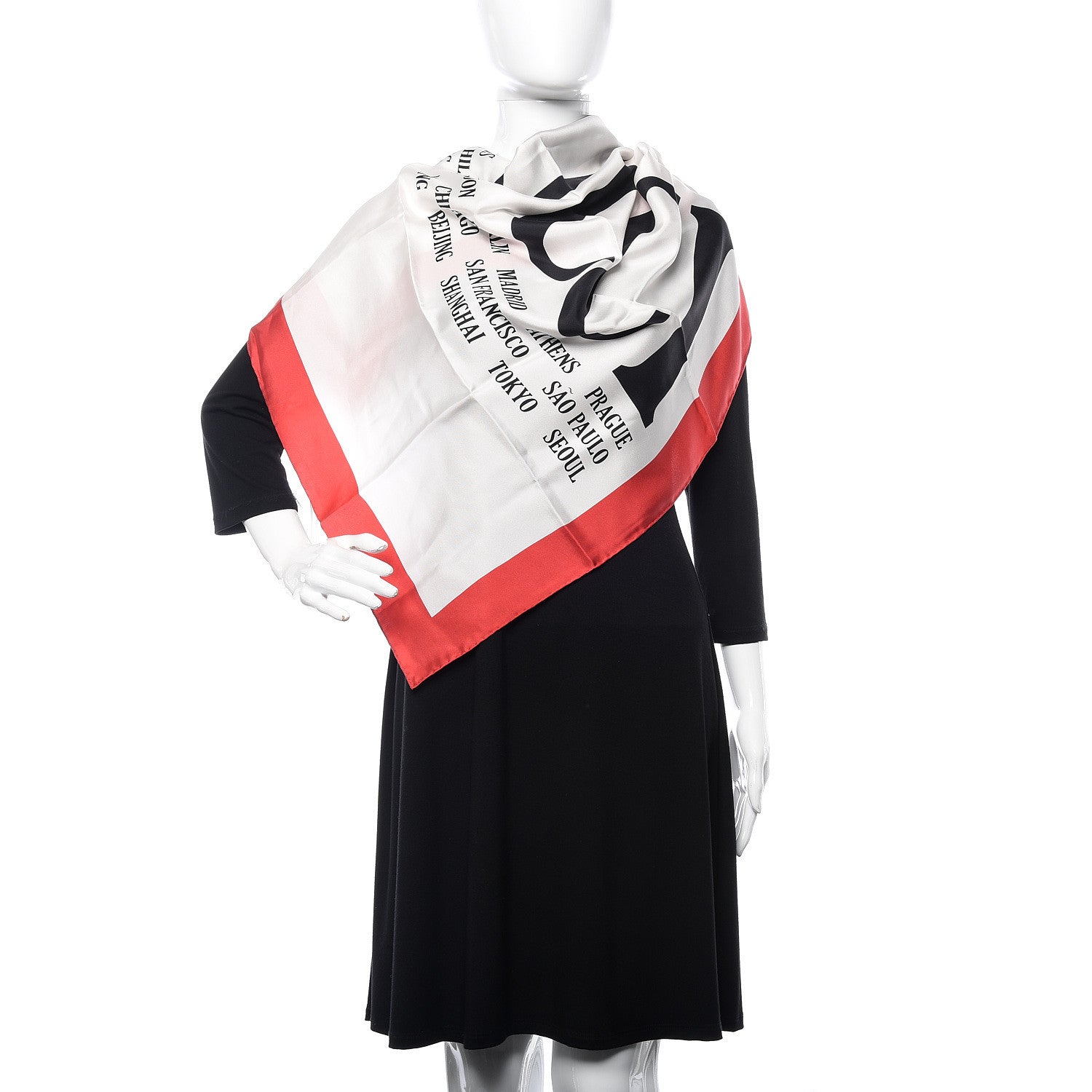 Gucci Silk Gucci World Square Scarf Ivory Red 2 of 4
