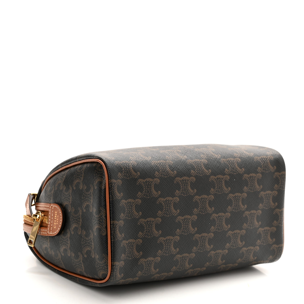 Triomphe Canvas Calfskin Small Boston Bag Tan