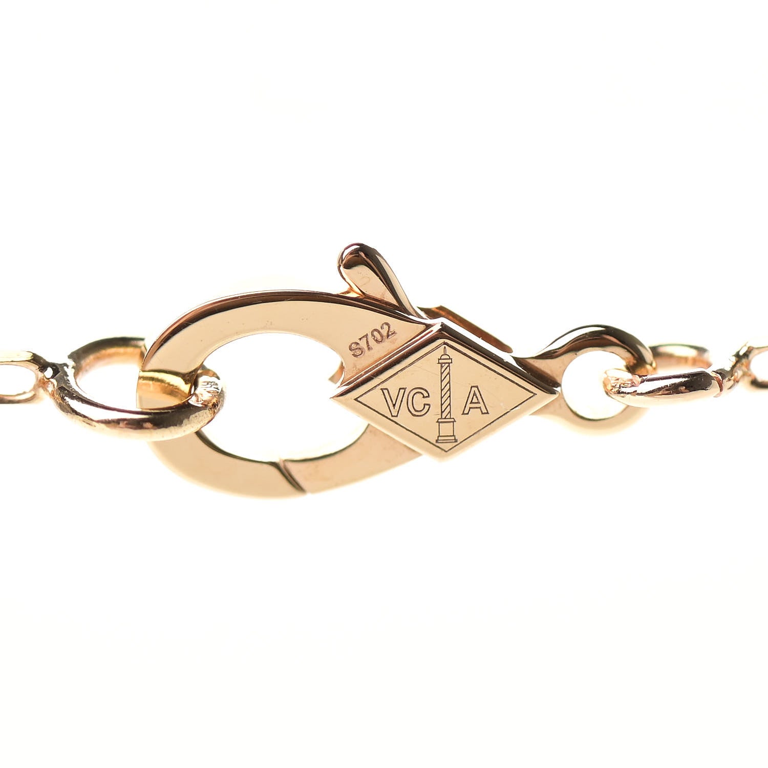 Van Cleef & Arpels 18K Rose Gold Diamond Bulls Eye Vintage Alhambra Pendant Necklace 5 of 7