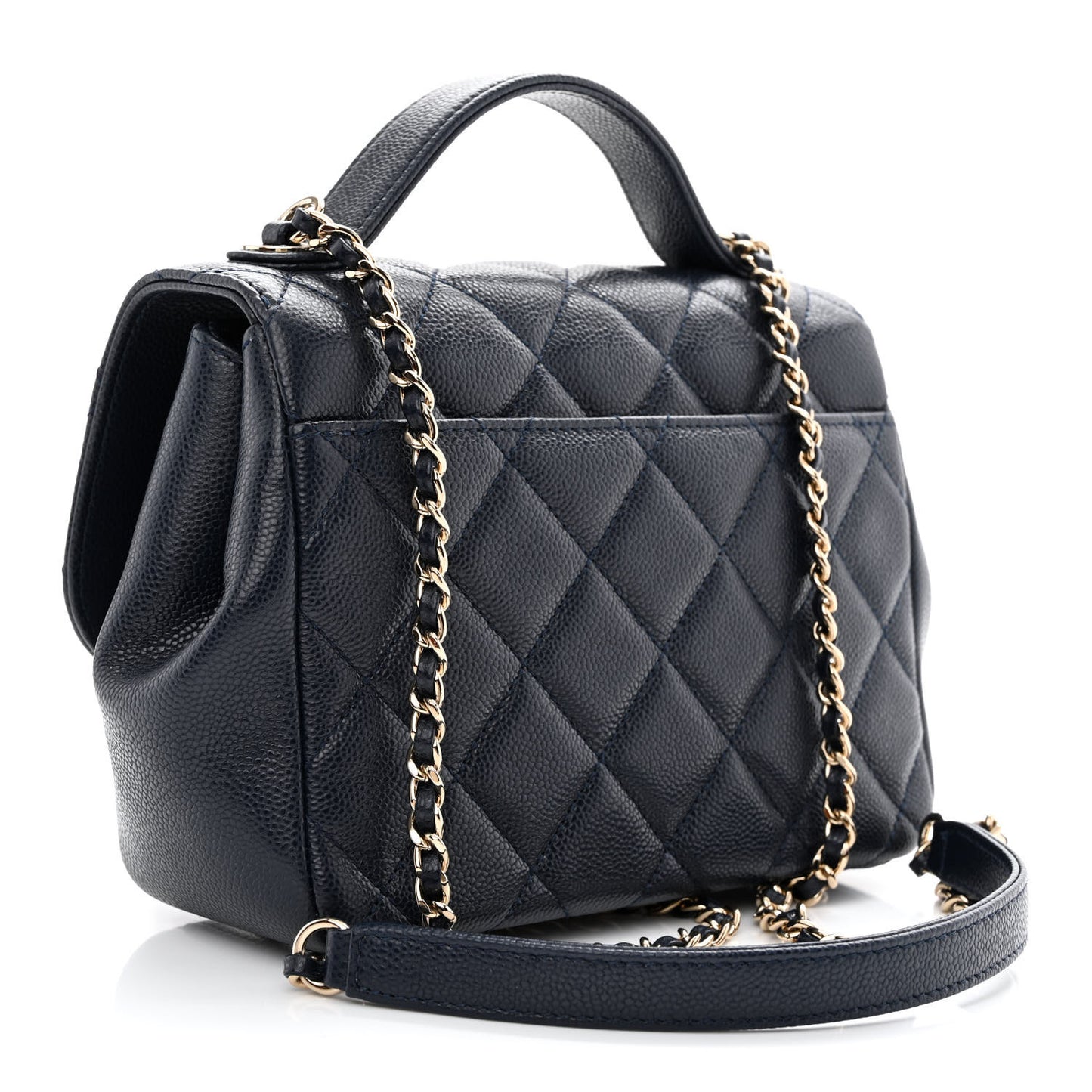 Caviar Quilted Small Business Affinity Flap Navy
