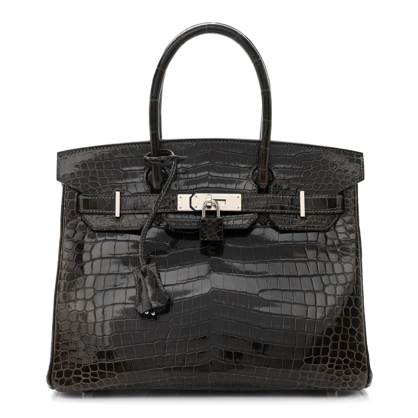 Shiny Porosus Crocodile Birkin 30 Graphite
