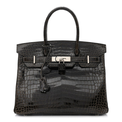 Hermes Shiny Porosus Crocodile Birkin 30 Graphite 1 of 11