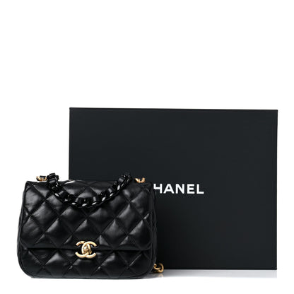 Chanel Lambskin Quilted Small Lacquered Chain Flap Black 9 of 9