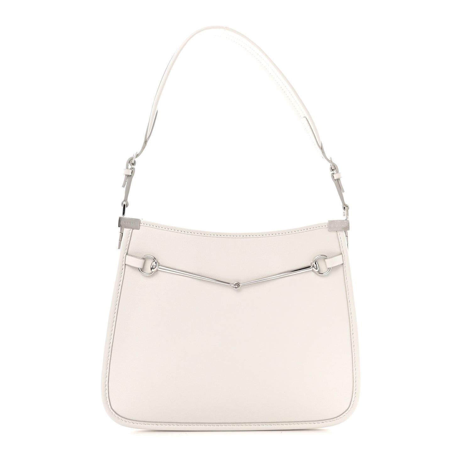Calfskin Horsebit Slim Shoulder Bag White