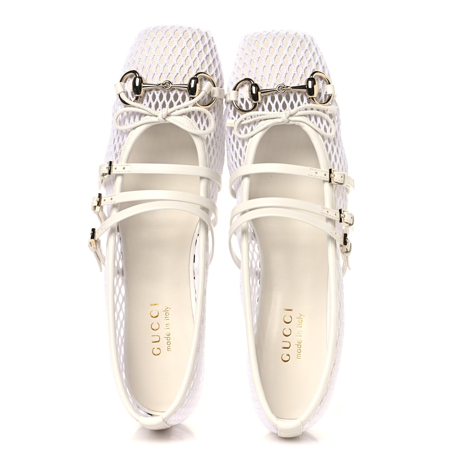 Gucci Video Net Nappa Horsebit Ballerina Flats 39 Great White 2 of 10