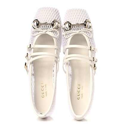 Gucci Video Net Nappa Horsebit Ballerina Flats 39 Great White 2 of 10