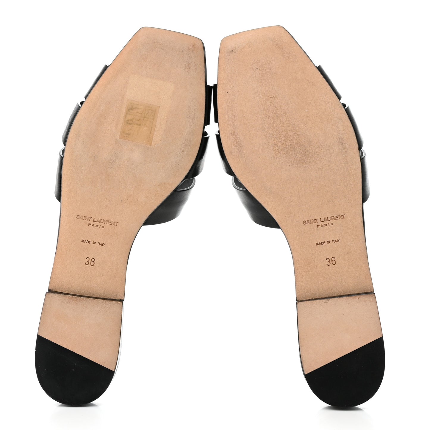 Calfskin Nu Pied 05 Slide Sandals 36 Black