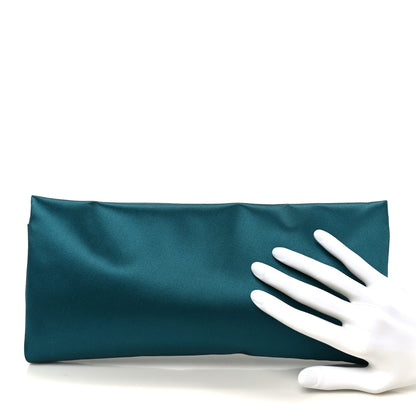 Saint Laurent Satin Evening Soft Clutch Turchese 2 of 9