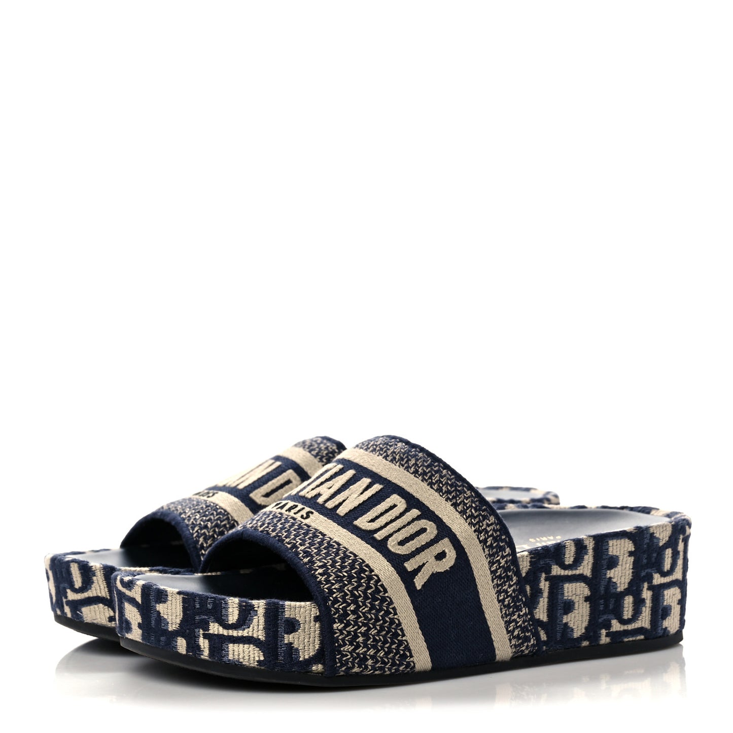 Oblique D-Way Platform Slide Sandals 36 Deep Blue