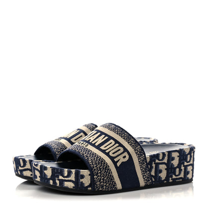 Christian Dior Oblique D-Way Platform Slide Sandals 36 Deep Blue 3 of 9