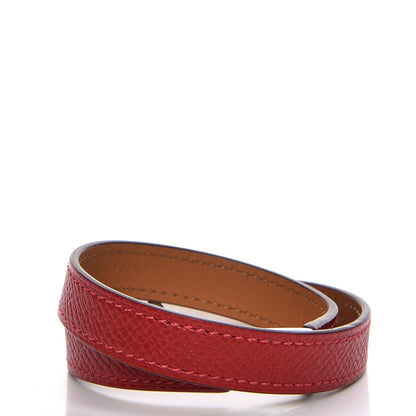Hermes Epsom Rivale Double Tour Bracelet M Rouge Casaque 3 of 7