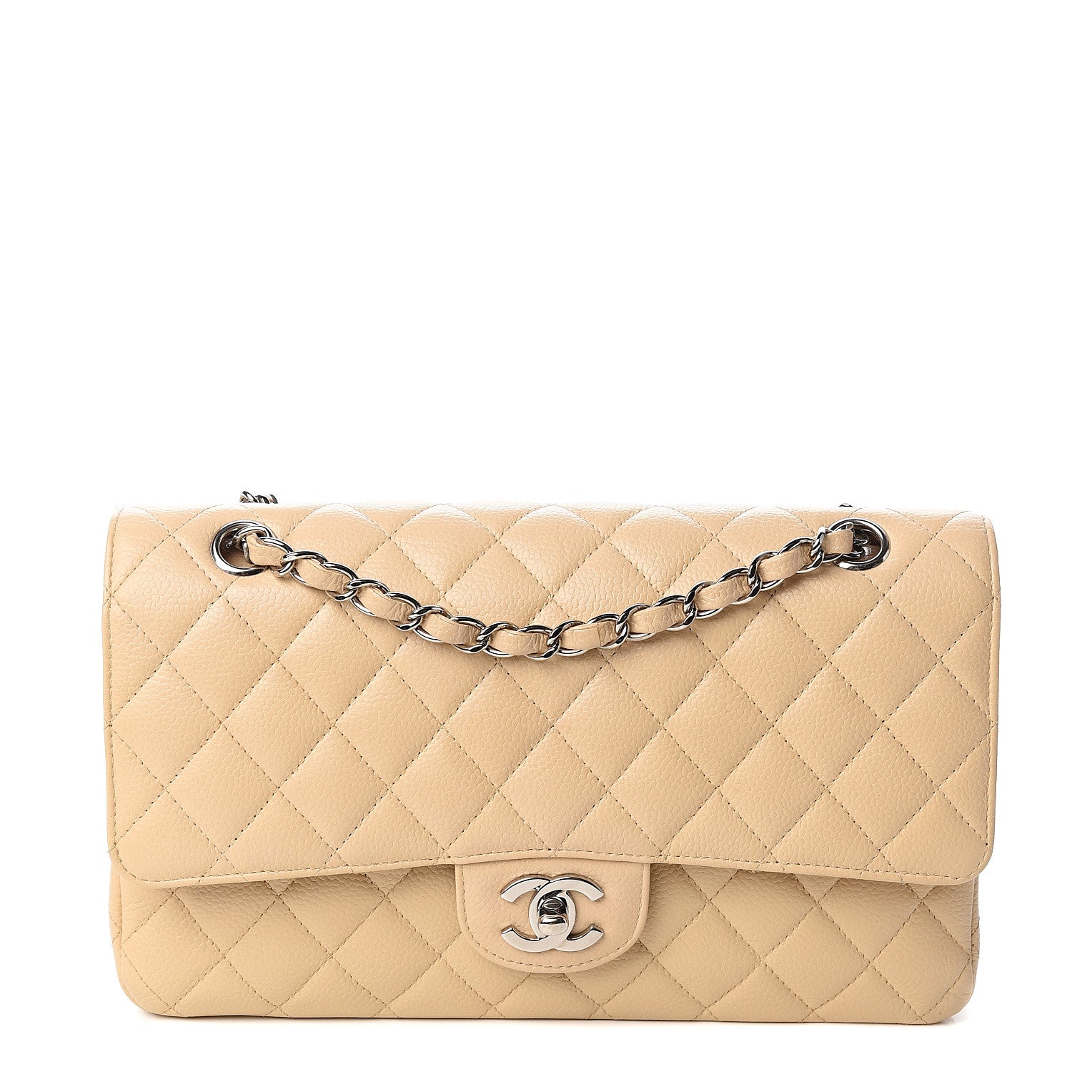 Chanel Caviar Quilted Medium Double Flap Beige 1 of 10